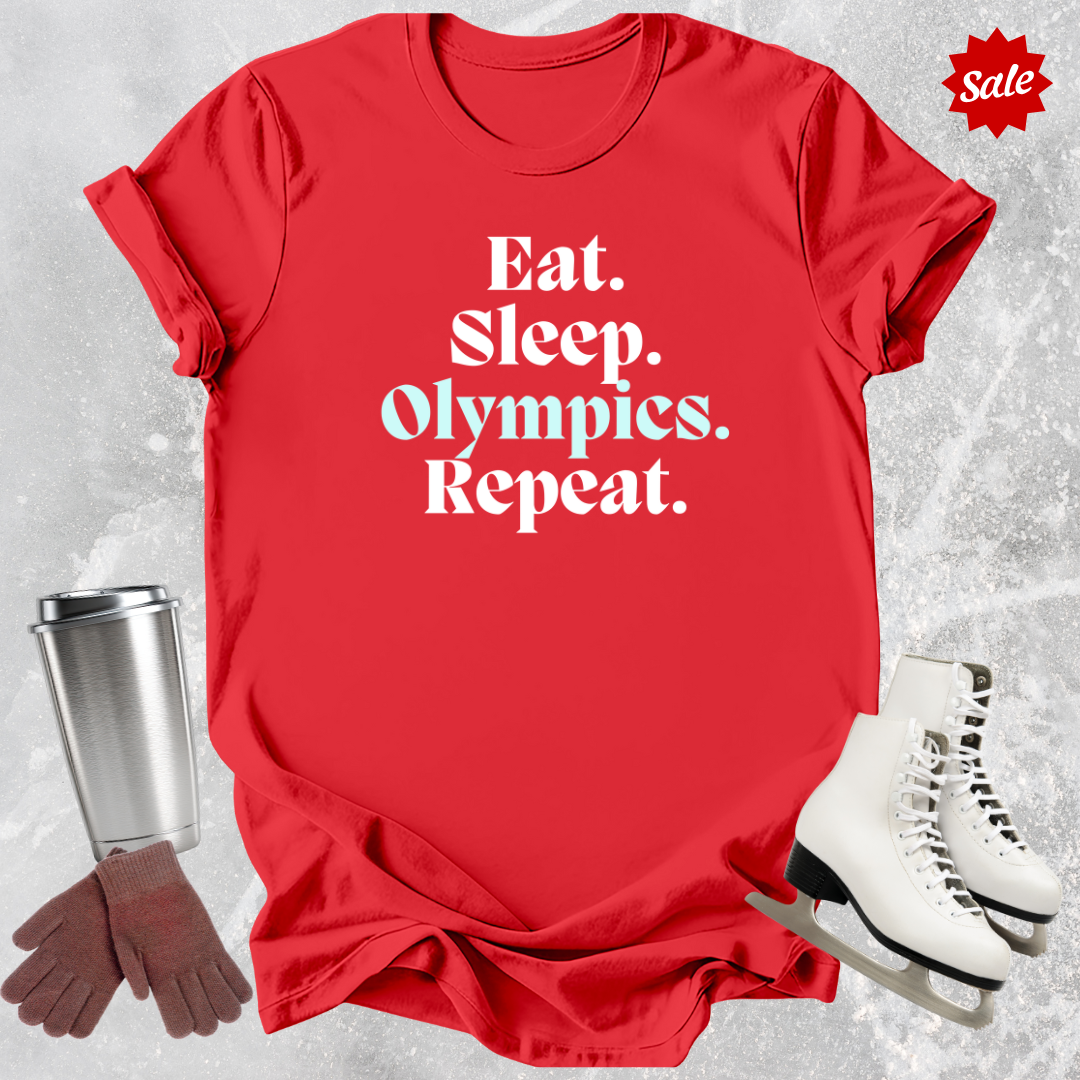 Eat Sleep Olympics Repeat Kids T‑Shirt