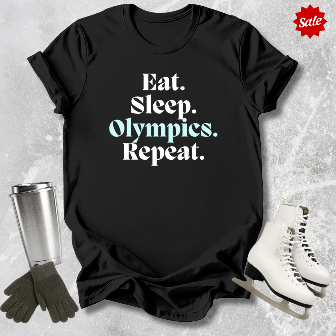 Eat Sleep Olympics Repeat Kids T‑Shirt