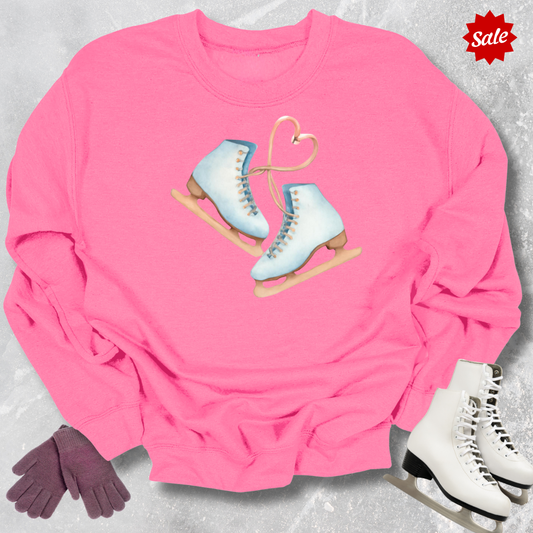 Figure Skates Heart Kids Sweatshirt
