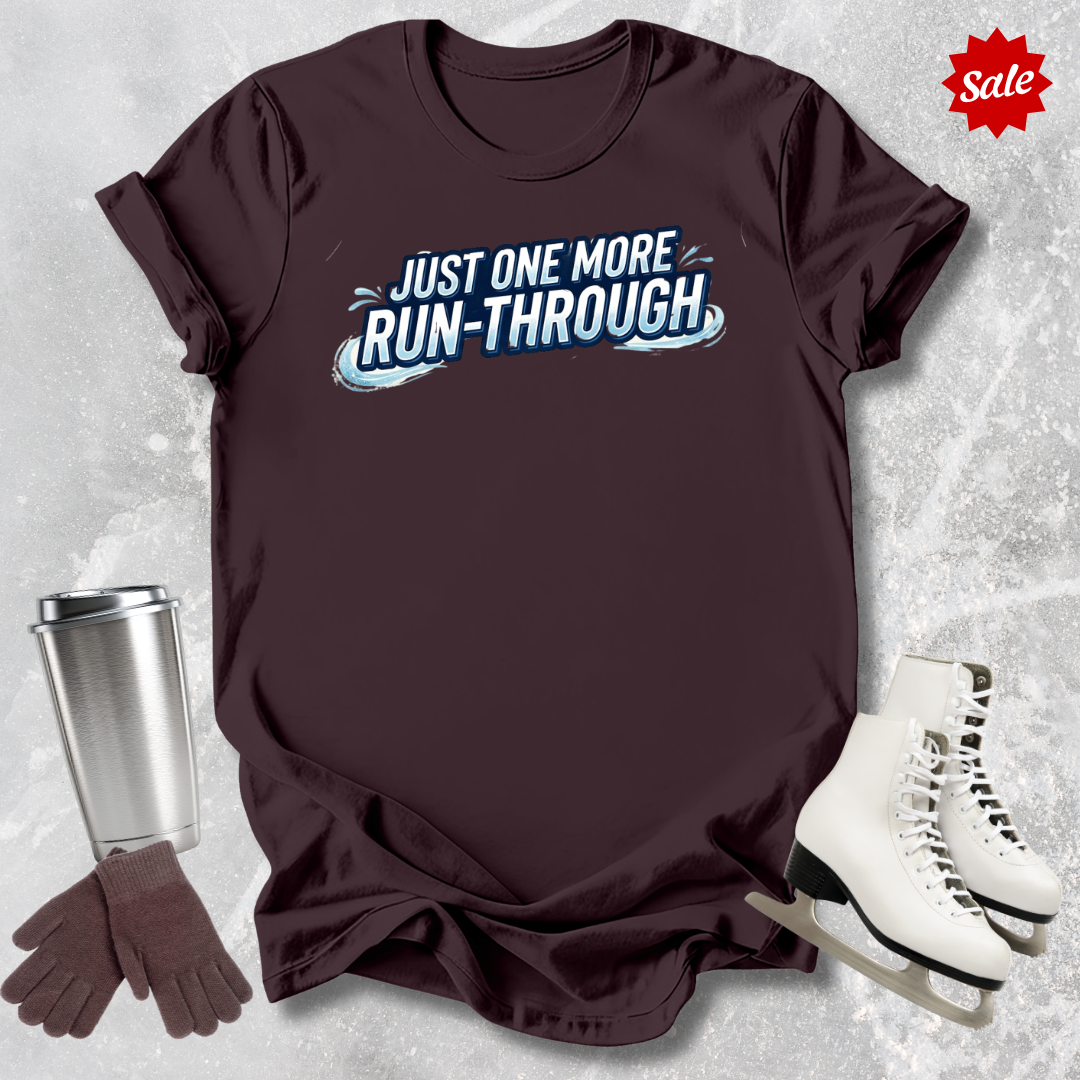 Brown Just one ore run-through shirt for figure skaters on ice with figure skates