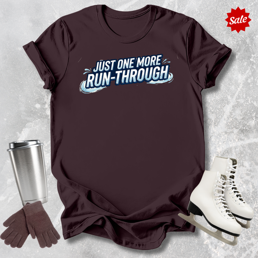 Brown Just one ore run-through shirt for figure skaters on ice with figure skates