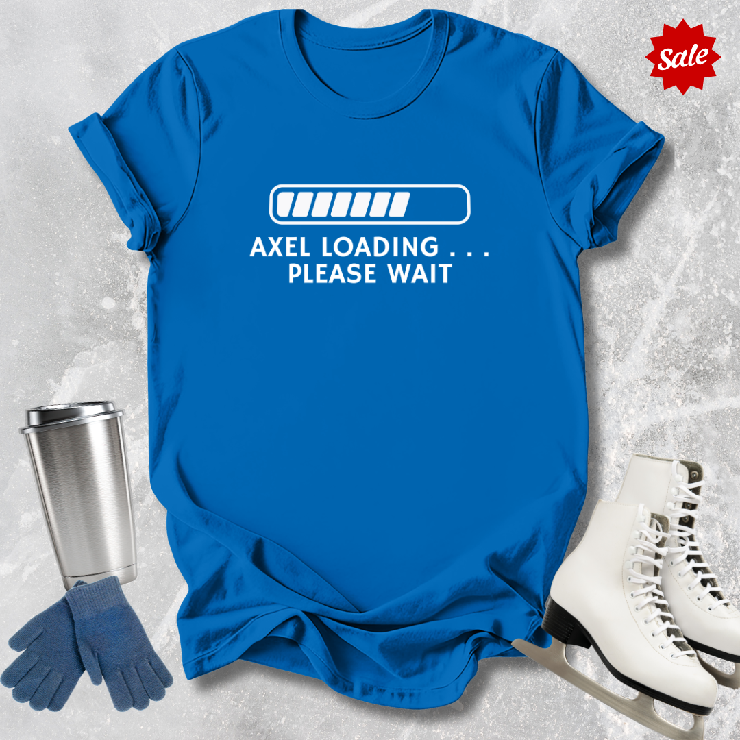 Blue t-shirt with ' Axel Loading . .