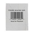 A white rectangular fabric patch with black printed text reading 'FIGURE SKATER DAD' above a barcode and 'Scan for Payment' below, shown on a plain white background.